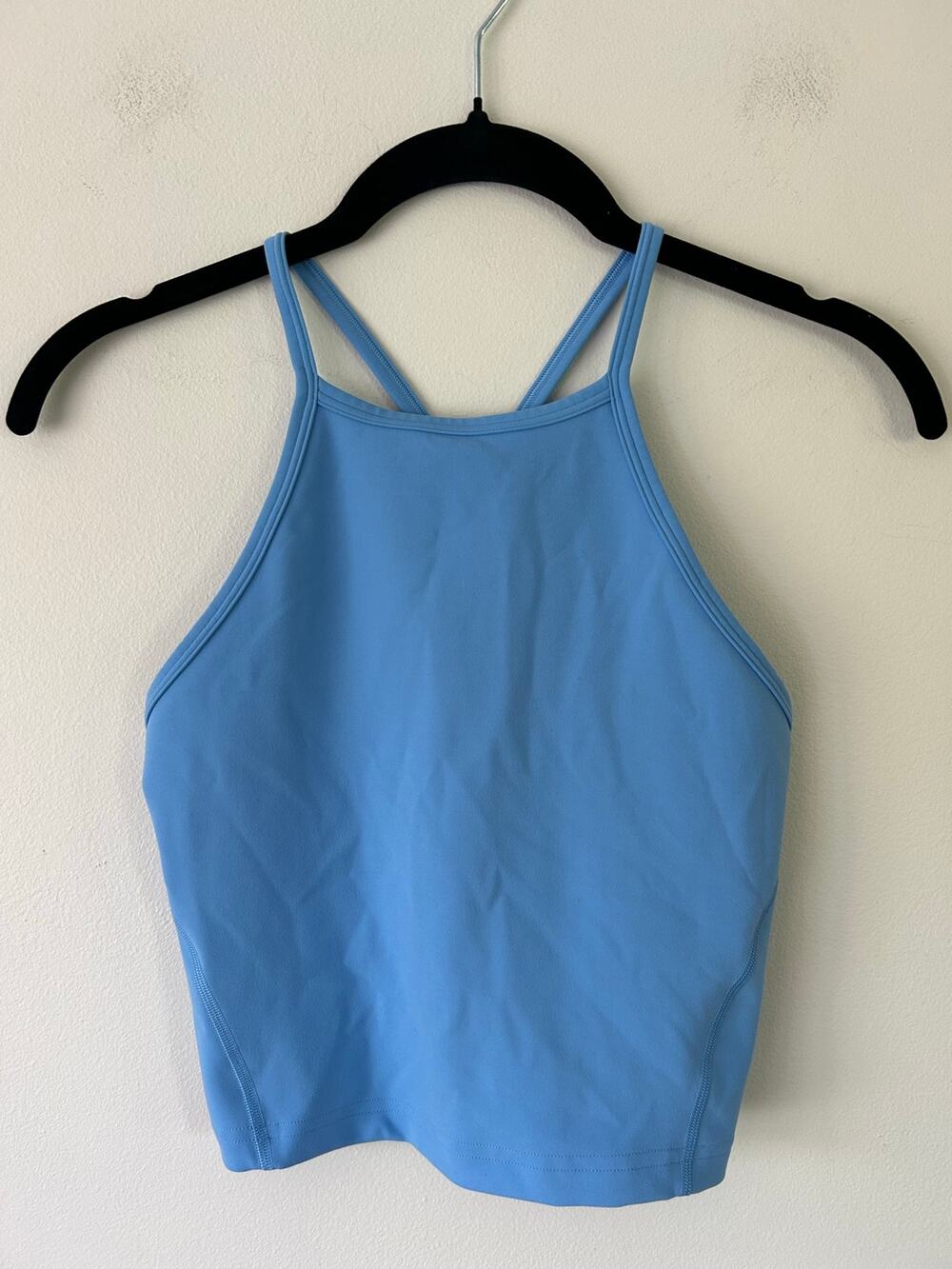 Lululemon Wunder Train High Neck Cross back tank top color aero blue size 4